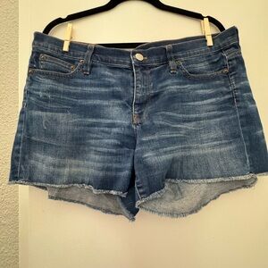 J. Crew Blue Jean Shorts with Frayed Hem